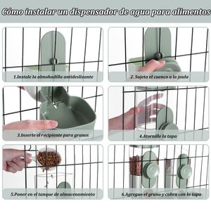 Mangiatoia per animali domestici con gabbia diretta in fabbrica + erogatore d'acqua | Alimentazione automatica per gravità | Ideale per gatti e cani di piccola taglia - Product Image 5