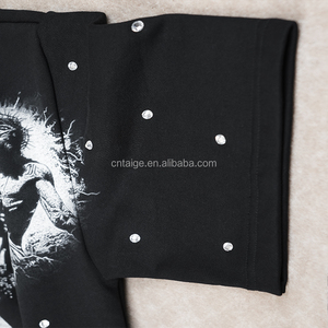 <span class=keywords><strong>T</strong></span>-<span class=keywords><strong>shirt</strong></span> da Uomo alla Moda Vintage Pesante Oversize con Grafica Personalizzata Strass Taglio Squadrato Corta Effetto Invecchiato - Product Image 6