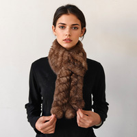 Écharpe en fourrure de lapin tricotée pour femme adulte, style croisé, épaisse et chaude, 85 cm, multifonction, style coréen, cache-cou pour l'automne et l'hiver