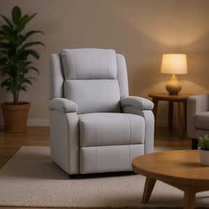 Fauteuil inclinable de massage en tissu gris clair, une place, commande manuelle, style contemporain, mobilier de salon - Product Image 2