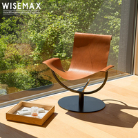 WISEMAX FURNITURE Chaise longue inclinable à lévitation créative nordique Meubles de salon Chaise de loisirs en cuir à base de métal pour la maison