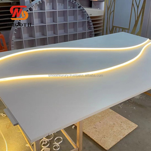 B02-296 lisse blanc mariage décoratif toile de fond acrylique S forme Led lumière chaude fond de scène pour événement - Product Image 5