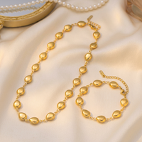 Parure de bijoux Novirassine en acier inoxydable plaqué or 18 carats pour femme, collier et bracelet à maillons goutte d'eau, vente en gros