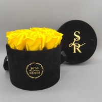 Boîtes cylindriques fantaisie fleuriste rond boîtes noires Bouquet de fleurs cadeau boîte d'emballage de fleurs rondes