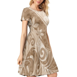 Váy Nữ Ngắn Tay Thời Trang Mùa Hè Cổ Tròn Tùy Chỉnh Theo Yêu Cầu Váy Chữ A Gợi Cảm Váy Samoa Họa Tiết <span class=keywords><strong>Tatoo</strong></span> Samoa - Product Image 4