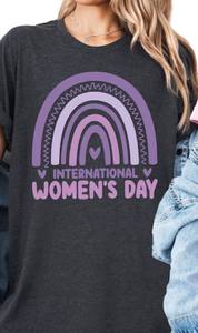 T-shirt per la Giornata Internazionale della Donna, casual da donna, vestibilità ampia, stampa arcobaleno, 100% cotone, girocollo, manica corta, primavera estate - Product Image 3