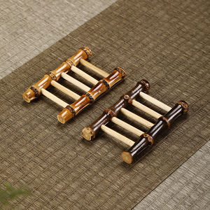 <b>Bamboo</b> <b>Ladder</b> Cup Holder Rectangle Shape Table Decoration For Tea Set Serving - Product Image 2
