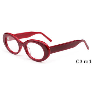 ユニークなデザイン楕円形の厚い外枠輝く猫目アセテート光学ガラスきれいな色の寺院工場卸売 - Product Image 4