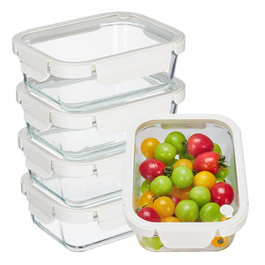 OWN SWING 5個入りガラス製食品保存容器セット（蓋付き）、電子レンジ・冷蔵庫対応、BPAフリー、再利用可能な弁当箱（仕事用） - Product Image 2