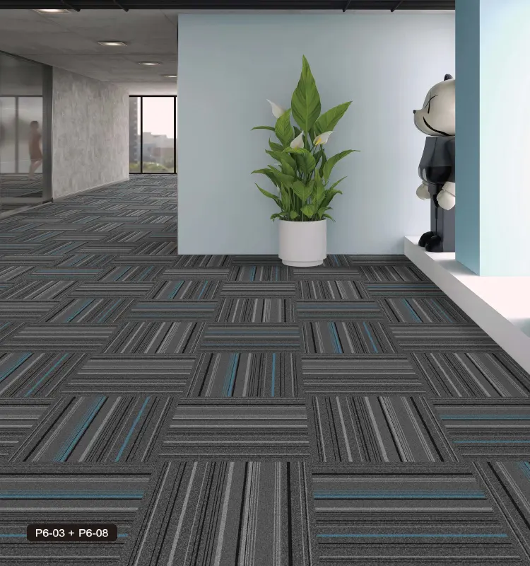 Commercial Office Carpet Tiles Easy to install carpet PVC Backing Striped grey hotel Corridor Square Carpet Tiles 50*50
