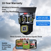 Caméra de sécurité solaire à vision panoramique 360°, suivi automatique, audio bidirectionnel, accès à distance par téléphone, vision nocturne couleur ultra HD