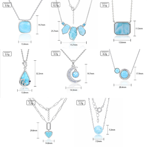 Collares de Larimar <span class=keywords><strong>Natural</strong></span> de plata 925 hechos a mano, colgantes esculpidos a mano con venas oceánicas fluidas, cadenas finas - Product Image 6