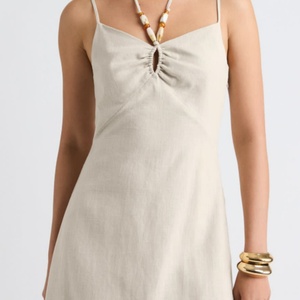 Sleeveless Bohemian Linen-Blend Midi <b>Dress</b> Square Neck Casual Elastic Waist Woven Solid <b>Pattern</b> Eco-Friendly for All Seasons - Product Image 3