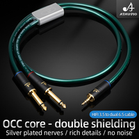 Câble adaptateur audio ATAUDIO HI-FI double 3,5 mm vers double 6,5 mm, stéréo HIFI, prise mâle 3,5 mm 6,5 mm pour enceintes