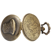 Montre de poche à quartz en chaîne de style steampunk vintage en bronze pleine chasseur, cadeau en métal ACDC Hells Bell