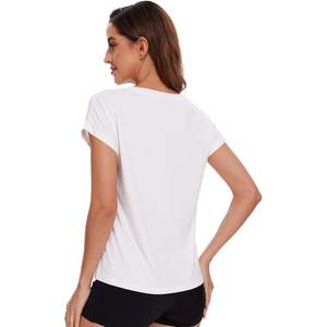 เสื้อชุดนอนผู้หญิงแบบสั่งทำพิเศษ คอวี แขนสั้น ผ้าวิสโคสจากใยไผ่ เนื้อผ้านุ่ม ใส่สบาย ไซส์ S-XXL - Product Image 5