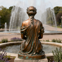 Figure féminine mythologique en bronze classique fabriquée à la main avec Lyre | Idéal pour les projets d'art de jardin, de plaza et municipaux