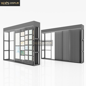 カスタマイズ可能なモダン多機能プッシュ型穴あきパネルディスプレイスタンドスライド棚木製ドアフロア使用金属フレーム - Product Image 4