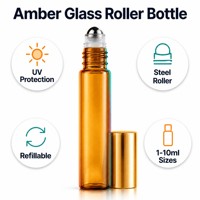 Flacon roll-on en verre ambré pour huiles essentielles 5ml 10ml – Contenant rechargeable pour sérum, parfum, échantillons, soins de la peau, aromathérapie, voyage