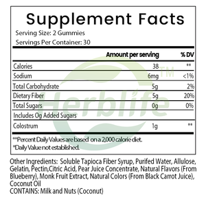 Oem ללא סוכר-gummies collostrum נטול סוכר-בריאות המעי הגס ושיער | תמיכה חיסונית, 30 מנות, אוכמניות טעם - Product Image 3