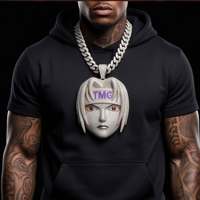 Promotion : Pendentif Moissanite Personnalisé en Argent Sterling 925, Collier Portrait 3D Hip Hop Iced Out pour Hommes, Style Streetwear et Soirée