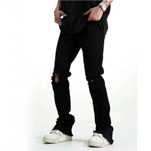 Productos para Dropshipping 2026, Jeans Ajustados Negros para Hombre, Corte Slim Fit, Detalles Desgastados, Elásticos, Pantalones Casuales de Mezclilla - Product Image 3