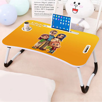 QINLAN QL6242 Bureau d'ordinateur portable pliable pour enfants avec dessin animé, en plastique, gain de place, design compact, pour ordinateurs portables de moins de 17 pouces