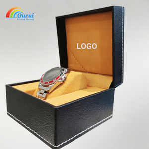 Caja de reloj con logotipo personalizado, caja de regalo para reloj de hombre, caja rectangular para reloj, caja de reloj de cuero PU negro, caja de reloj a prueba de polvo - Product Image 3