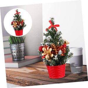 Manufacturer Custom Indoor 20cm Desktop Tiny New Design Beautiful Artificial Plastic Christmas <b>Tree</b> with Bow Ornament - Product Image 4