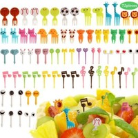 Fourchettes à fruits mignonnes en forme d'animaux de dessin animé, jetables, écologiques, de qualité alimentaire, pics à bento, mini cure-dents, boîte à lunch pour enfants et tout-petits