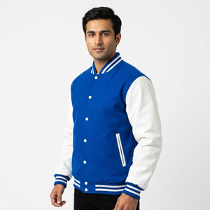 High Quality Coated Canvas Varsity Jacket <b>Men</b> Unisex Letter Towel Embroidery Long Sleeves Baseball for <b>Men</b> Women - Product Image 1