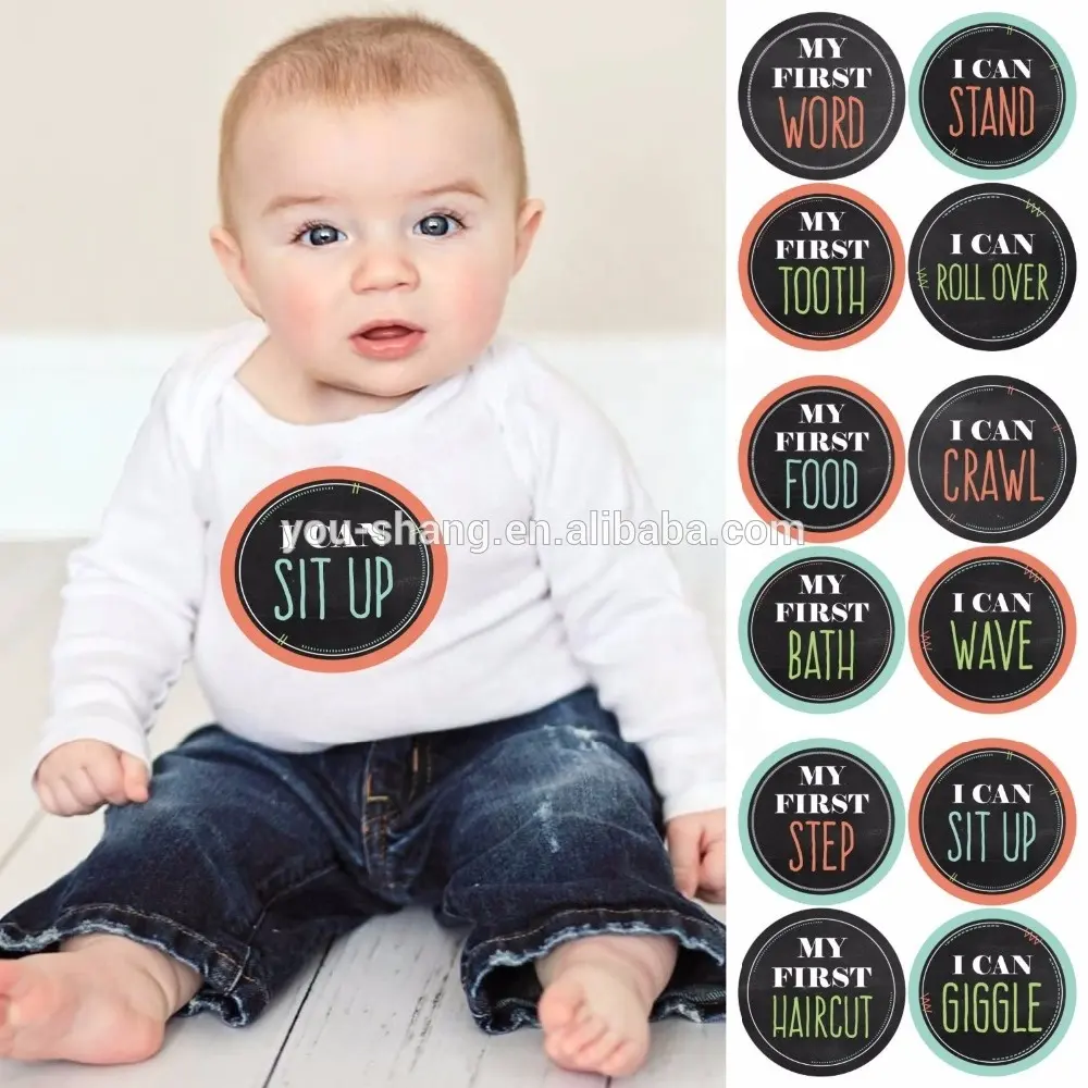 Jaar Milestone Maandelijkse Stickers Foto Sharing Baby Buik Stickers 1-12 Maanden Pasgeboren Baby Shower Gift Plakboek Foto