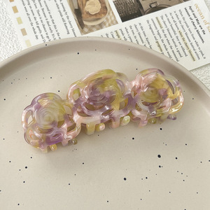 Pinza de pelo grande con diseño de rosa hueca francesa y ácido acético, para la parte trasera de la cabeza, estilo temperamental, para mujer, colección Primavera Verano - Product Image 3