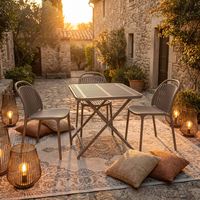 Ensemble table et chaises pliantes modernes pour l'extérieur, plateau en PP, pieds en acier inoxydable, résistant à l'eau, pour balcon, cour, loisirs