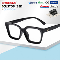 Vente directe d'usine, lunettes optiques de lecture anti-lumière bleue, montures carrées transparentes, unisexes, rétro, classiques, à la mode, personnalisées