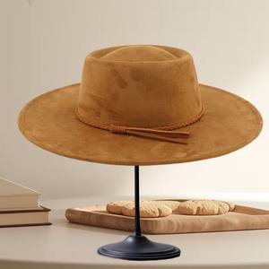 Gamuza cóncava superior 10CM ala ancha grande Fedora sombreros Unisex clásico fieltro fiesta Iglesia sombreros vestido de novia Boater <span class=keywords><strong>Jazz</strong></span> Cap - Product Image 2