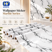 Papier peint auto-adhésif fin en PVC, résistant à l'huile, pour crédence de cuisine, autocollant mural gaufré en feuille d'or, motif marbre et carreaux