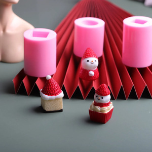 Strawberry Snowman Candle Mold Set 3Pc Pink Cylindrical For Scented Candles Baking Chocolate Fondant DIY - Product Image 2