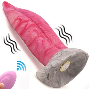 FAAK 8.5 inch tongue shaped dildo vibrator adult sex toy curved tongue vibration stimulator gorgeous for women