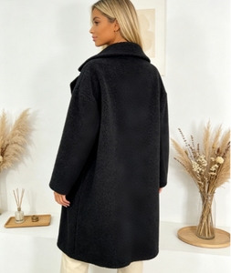Veste mi-longue pour femme, colorée, à col à revers et garniture en dentelle, coupe ample, double boutonnage, pour les sorties, les fêtes et le quotidien - Product Image 3