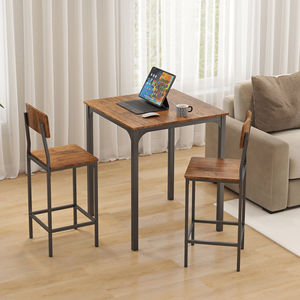 Cross-border dining <b>table</b> and chair set, modern minimalist <b>bar</b> <b>table</b>, made of copper and wood, suitable for small homes and - Product Image 1