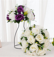 Bouquets de fleurs pour mariage, roses artificielles en soie de haute qualité, centre de table de mariage, arrangement de fleurs artificielles