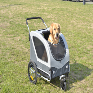 Bike Pet Trailer, for Small and Large Dogs, Folding Frame Carrier, <strong>Quick</strong> Release Wheels, Universal Bicycle <strong>Coupler</strong>, Adjustable - Product Image 1