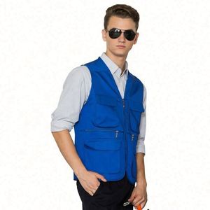 High Quality Reversible Men's Waistcoat Vest Multi-Pocket Zipper Summer Fashion V-Neck Sleeveless Breathable Reversible - Product Image 2
