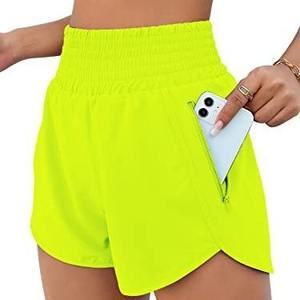 Pocket Athletic Shorts Mujer Cintura media Doble capa Fitness Casual Yoga Running Shorts" - Product Image 1