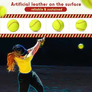 All'ingrosso sfere da Softball di alta qualità 12 pollici in Pvc giallo ottico in pelle di alta qualità sughero Center de softball