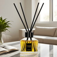 Nouveau Flacon Diffuseur en Verre Vide 120 ml Rond à Rayures Verticales Uniques pour Parfum d'Ambiance