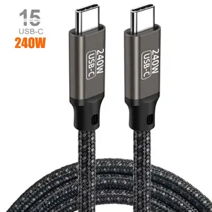 USB C 240W电缆48V/5A 100W电缆类型C至PD3.1电缆笔记本电脑充电快速充电QC 4.0快速充电iP15Pro