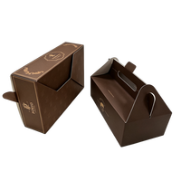 Boîte à pâtisserie effet dorure à chaud, boîte en carton doré, boîte cadeau haut de gamme, emballage en carton doré pour friandises avec poignée