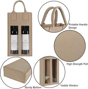 Borsa Portabottiglie in Feltro Personalizzata con Logo, Borsa per Vino Divisa in Due Scomparti, Borsa in Feltro di Alta Qualità con Gancio - Product Image 2